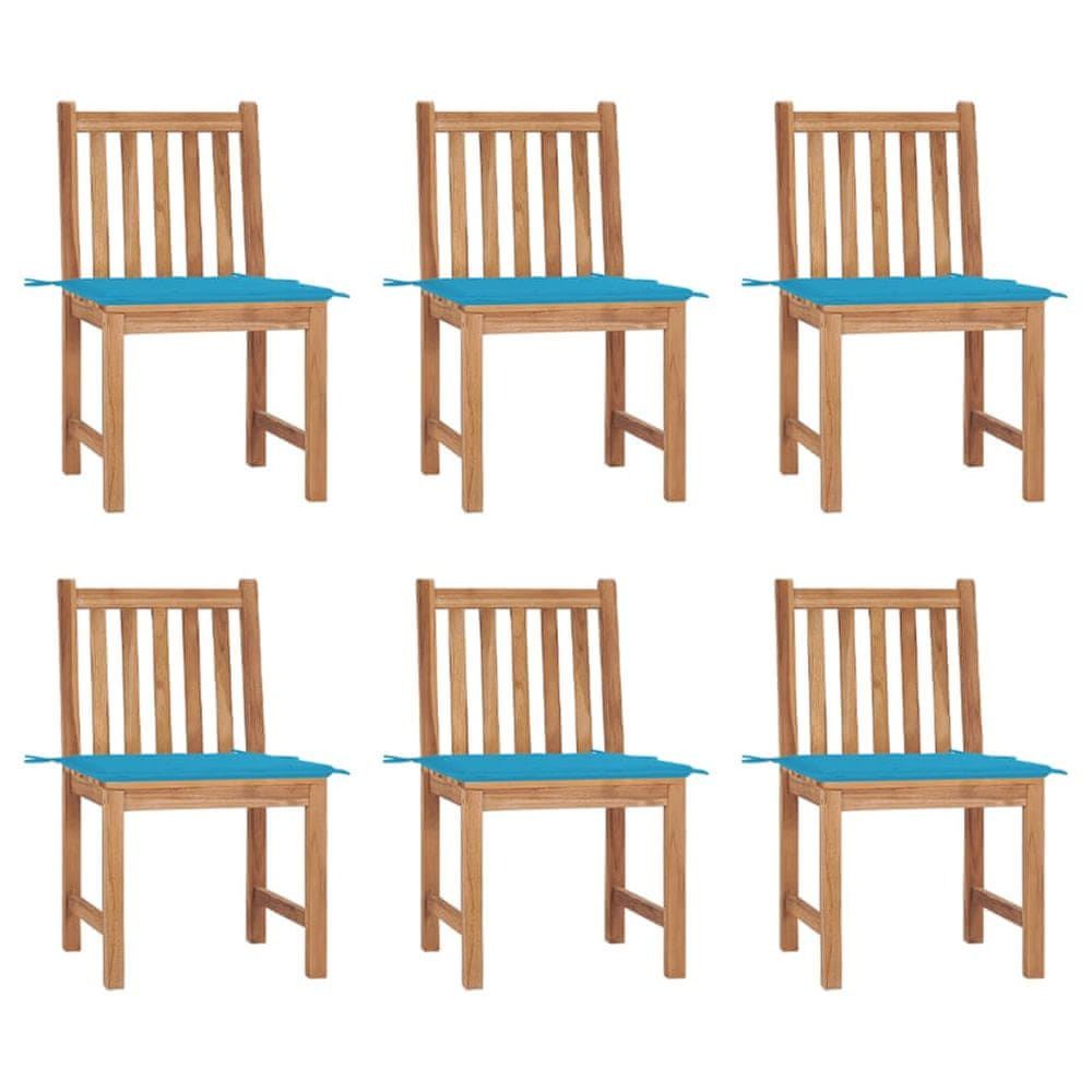 Vidaxl Záhradné stoličky 6 ks s podložkami tíkový masív